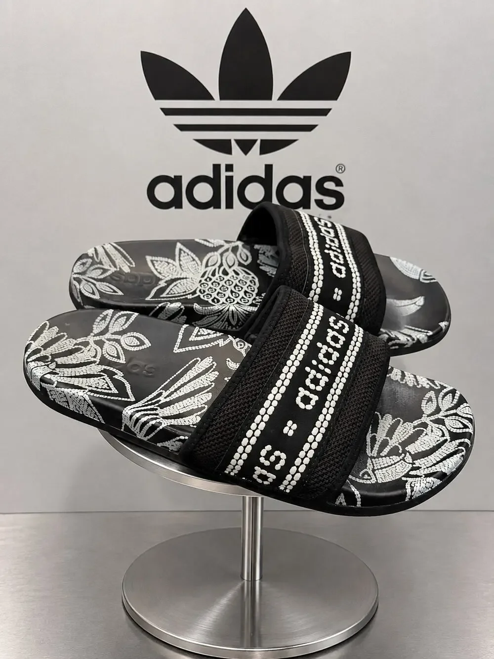 adidas Adilette Comfort Floral Black Slides GV7085 Women’s US 7